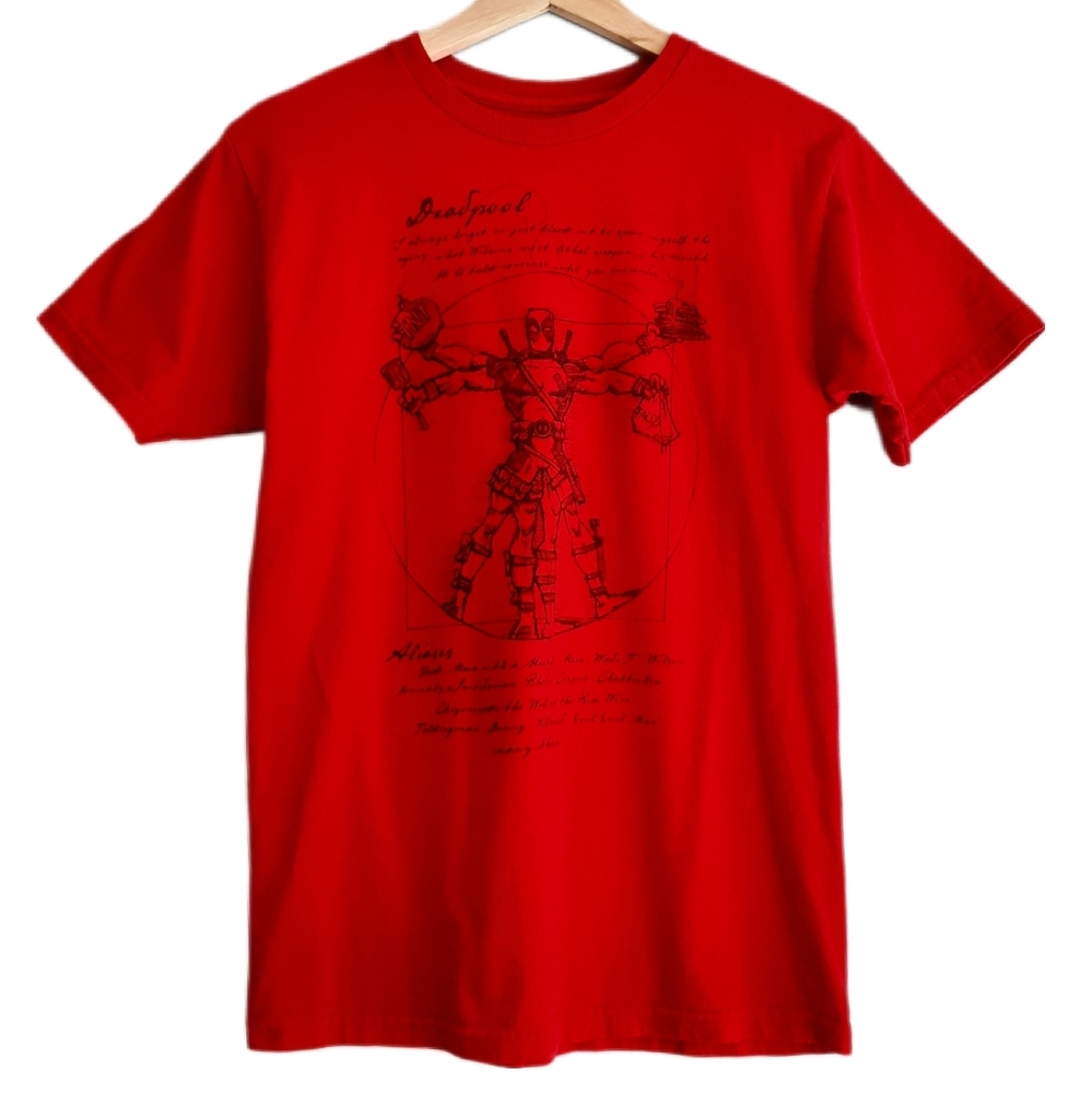 🍒 We Love Fine X Marvel Deadpool Crewneck T-shirt Red Men's Sz S
